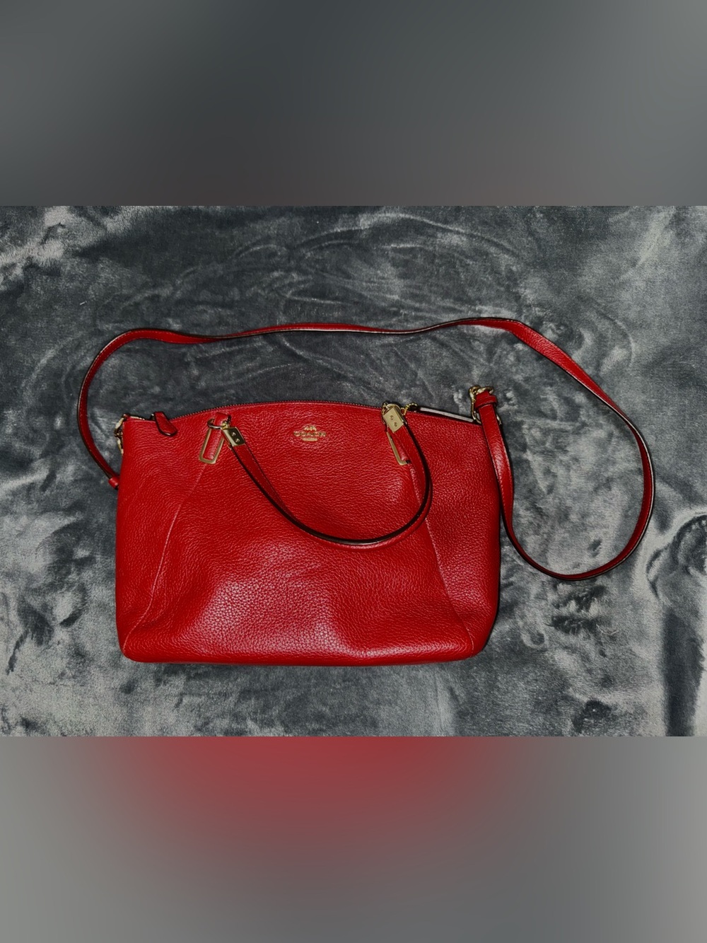Coach Small Kelsey Satchel Red Pebble Leather Crossbody Bag - Picture 2 of 10